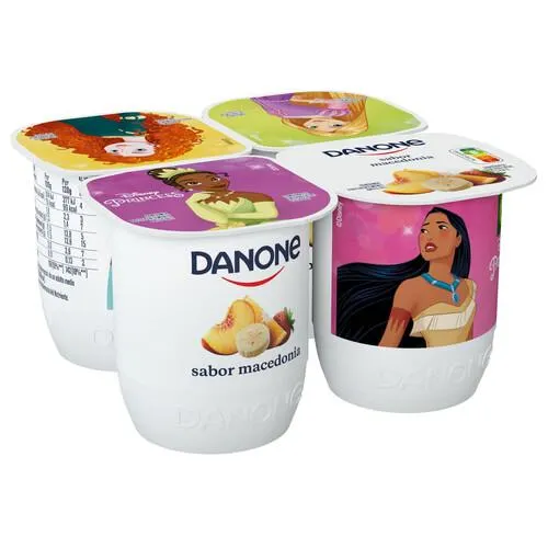 DANONE Yogur con sabor a macedonia, elaborado con fermentos naturales DANONE 4 x 120 g.