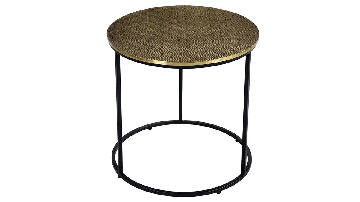 Mesa de centro redonda en latón grabado L45 cm FLOOR