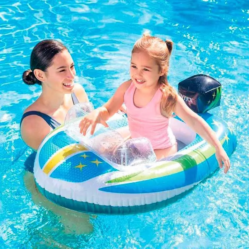 Colchoneta hinchable infantil Barca azul +3 años