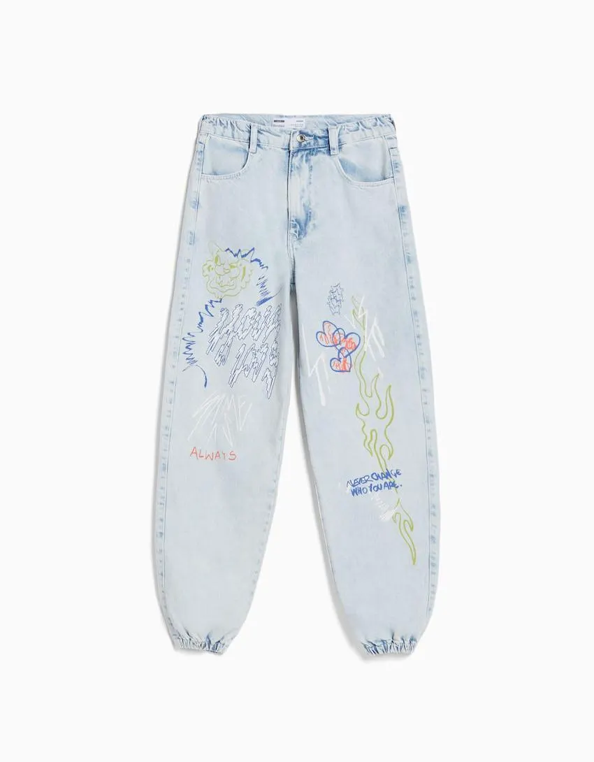 Graffiti jogger jeans