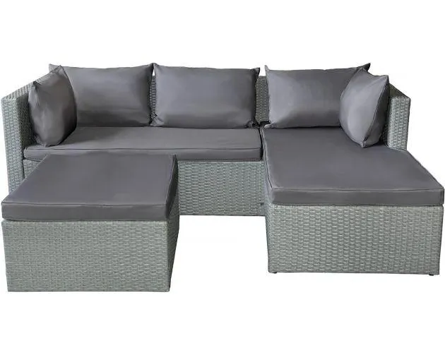 Muebles de jardín bajos en resina tejida "diya" 3 plazas - gris