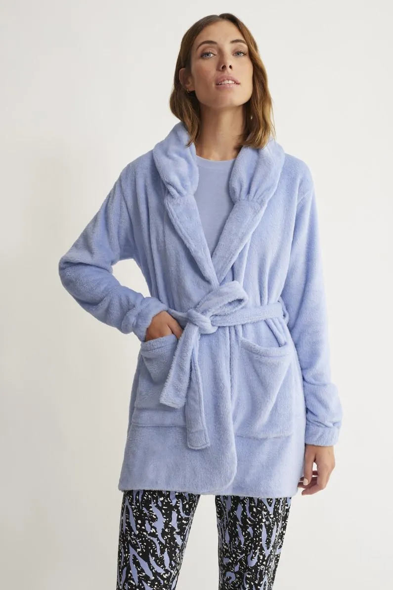 PIJAMA 3 PIEZAS PANTALÓN LARGO PUÑO Y CAMISETA MANGA LARGA MODAL CON BATA TEJIDO SEDALINA CON CINTURÓN