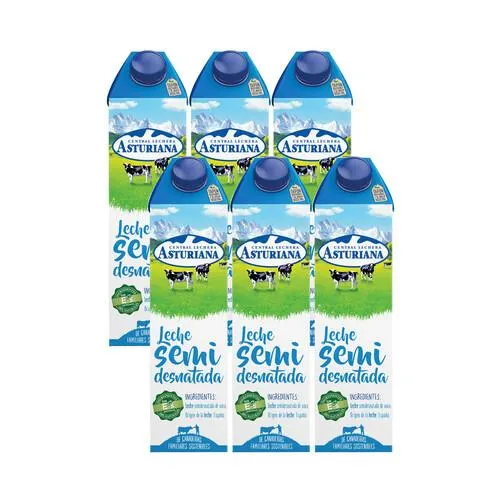 CENTRAL LECHERA ASTURIANA Leche de vaca semidesnatada de origen español 6 x 1 l.