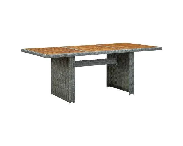 vidaXL mesa de jardín ratán sintético madera maciza acacia gris claro