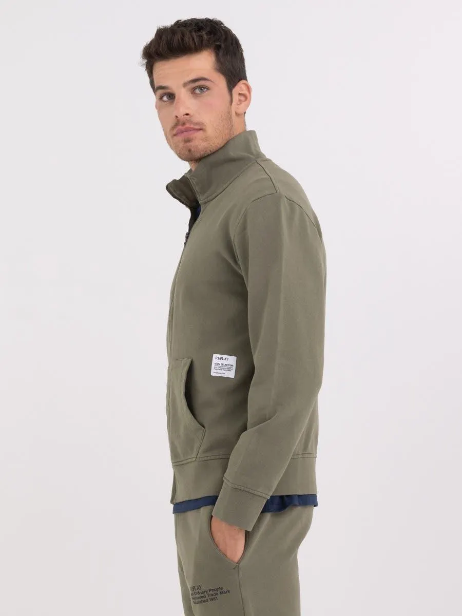 Sudadera de cremallera completa con microestampado