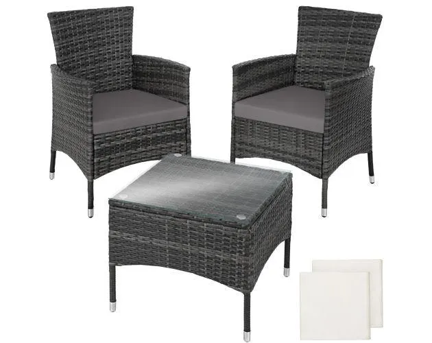 Conjunto de ratán luzern con 4 fundas, gris