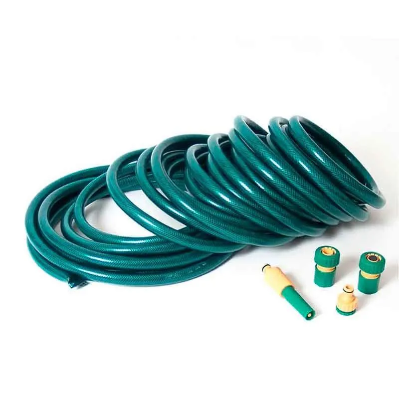 Manguera flexible con 4 accesorios verde 20 m