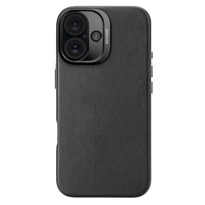Funda de piel DECODED para iPhone 16 Negro