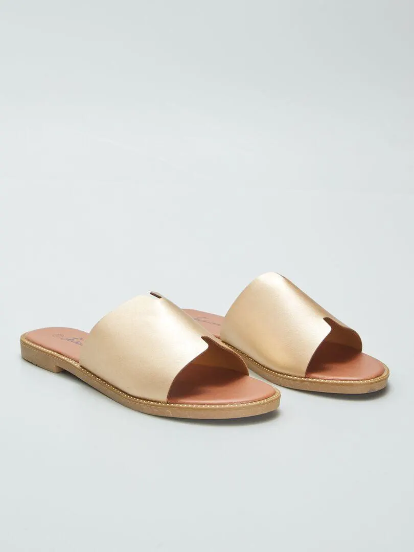 Mules planas doradas - BEIGE
