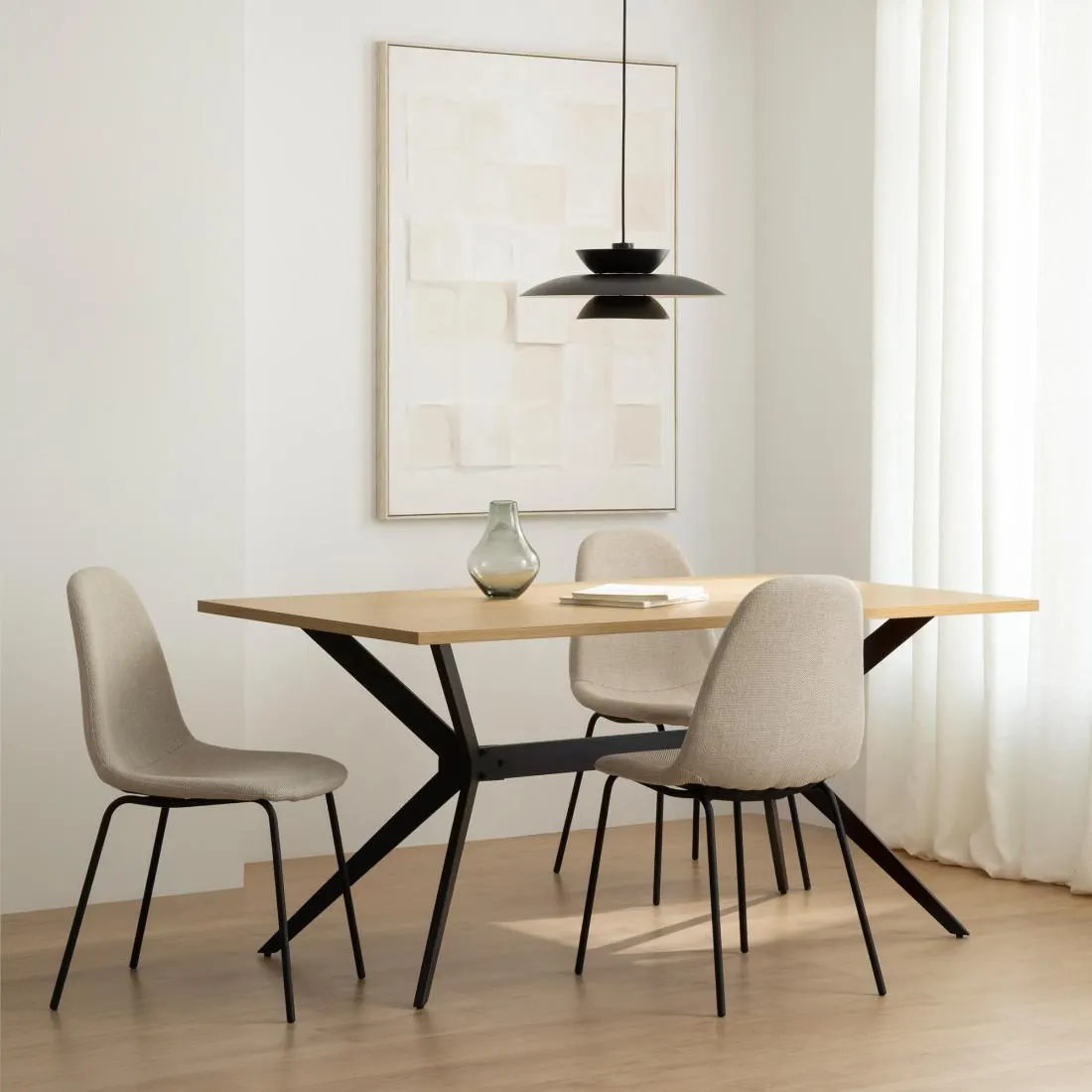 Mesa de comedor rectangular natural 160