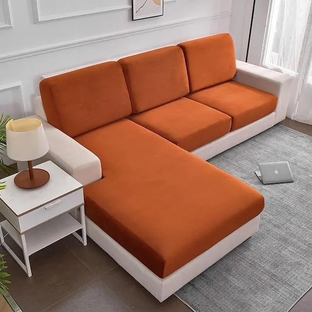Funda elástica para asiento de sofá, funda para cojín, sofá seccional elástico, sillón de dos plazas, 4 o 3 plazas, gris, suave, duradero, lavable (no se vende por juego)