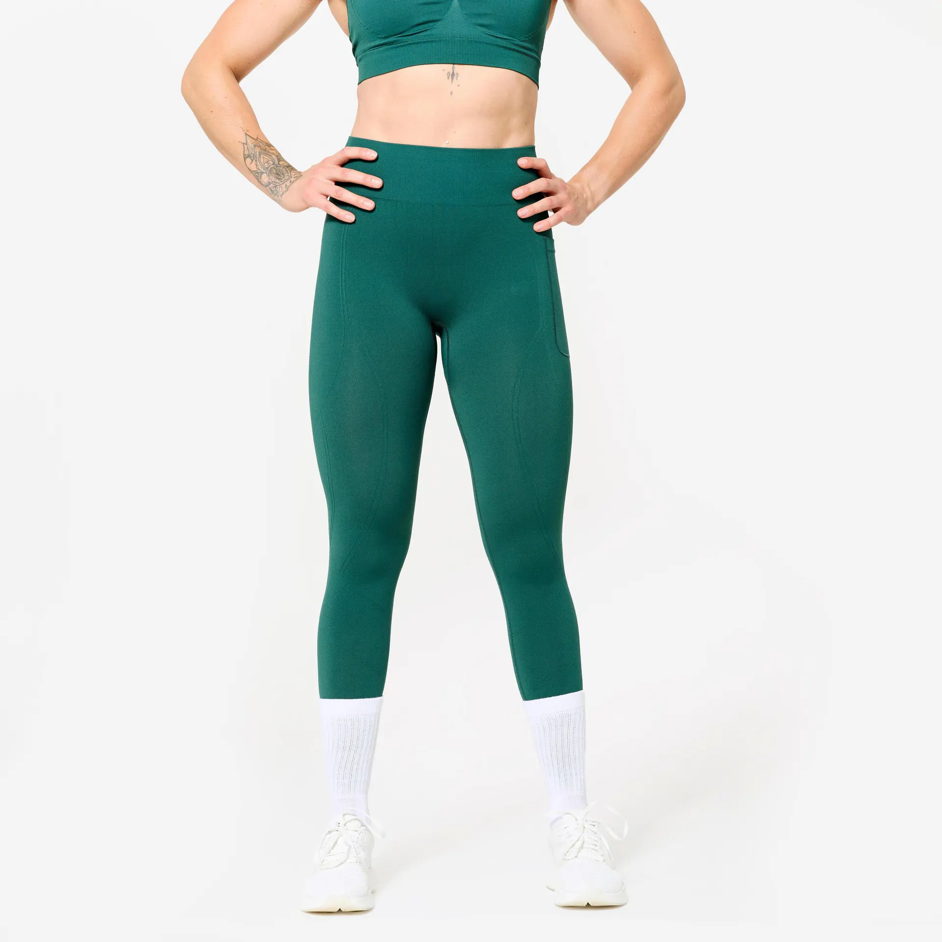 Leggings Fitness Mujer Verde Oscuro Talle Alto Push Up