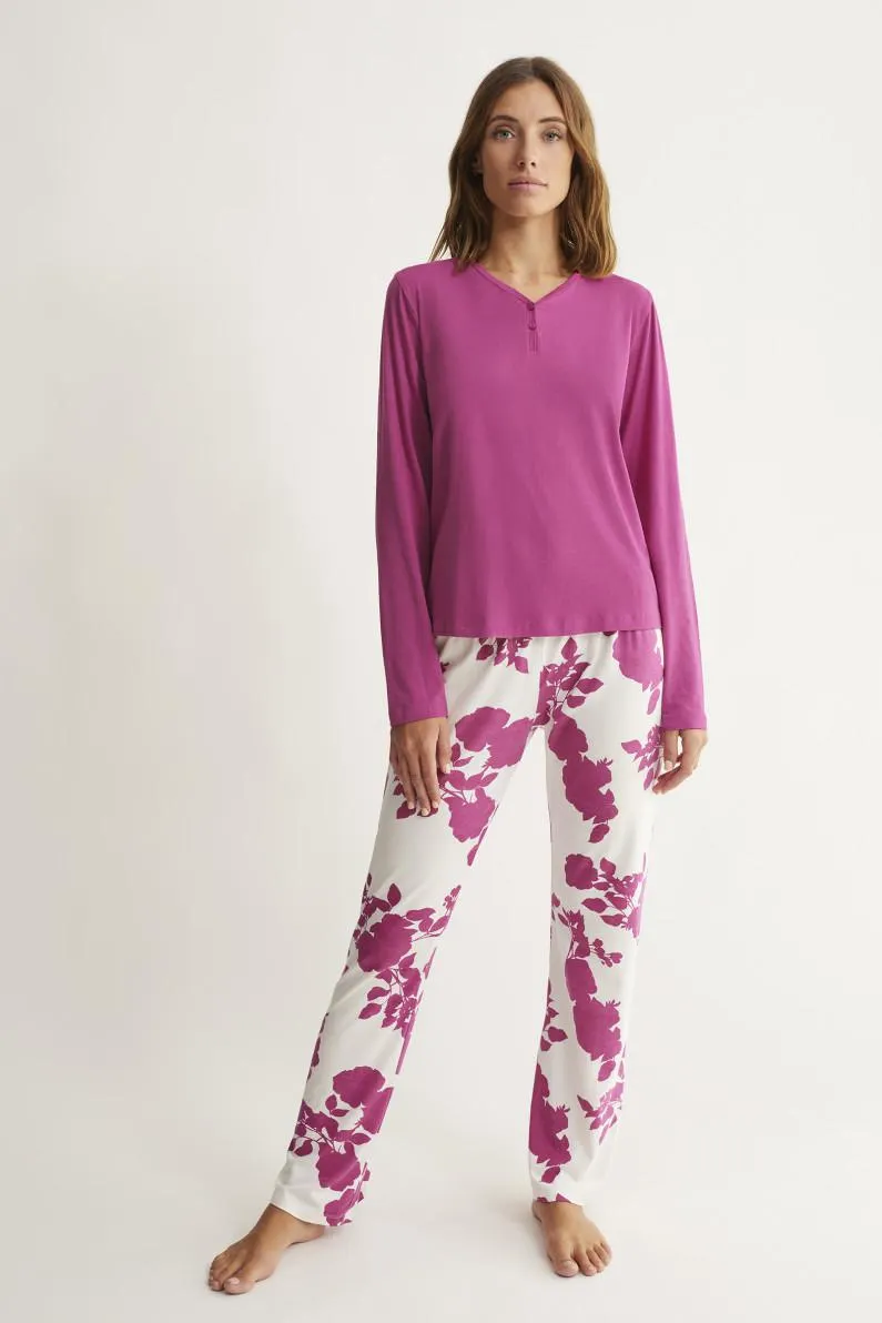 PIJAMA PANTALÓN LARGO CON CAMISETA LARGA MODAL/ ALGODÓN