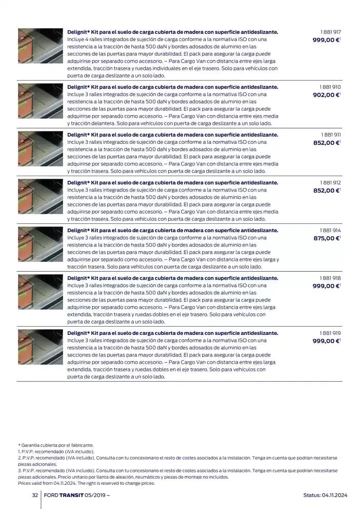 Catálogo de Ford de accesorios Transit Van 13 de noviembre al 13 de noviembre 2025 - Página 32
