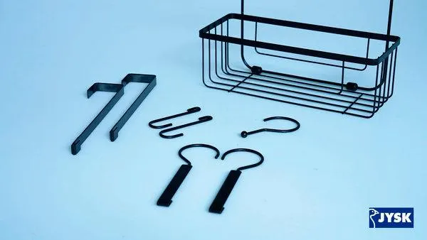 Shelf NACKA with multi hanging hooks black