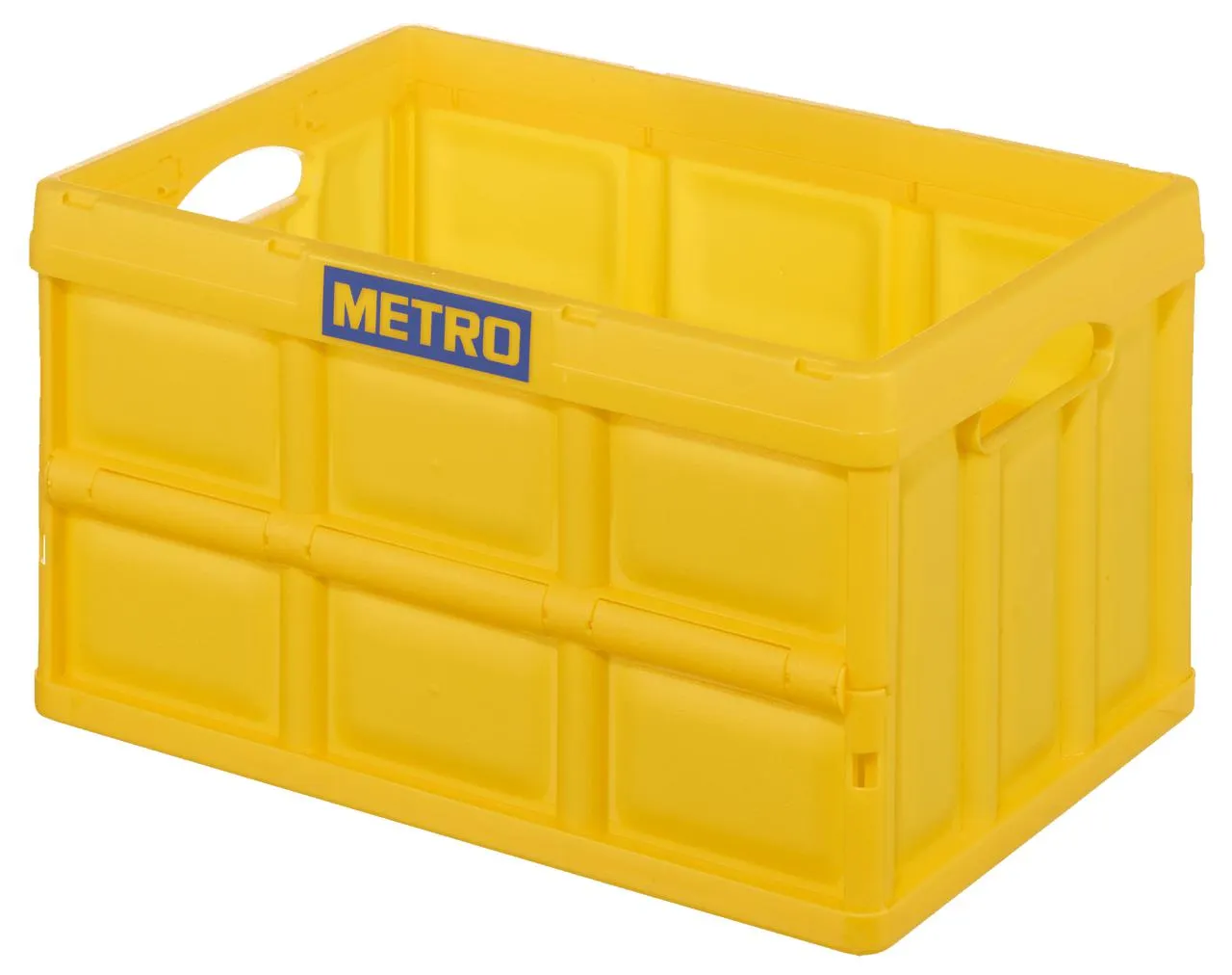 METRO Professional Caja plegable, sin tapa, 53 x 36 x 7 cm, polipropileno, 46 L, amarillo
