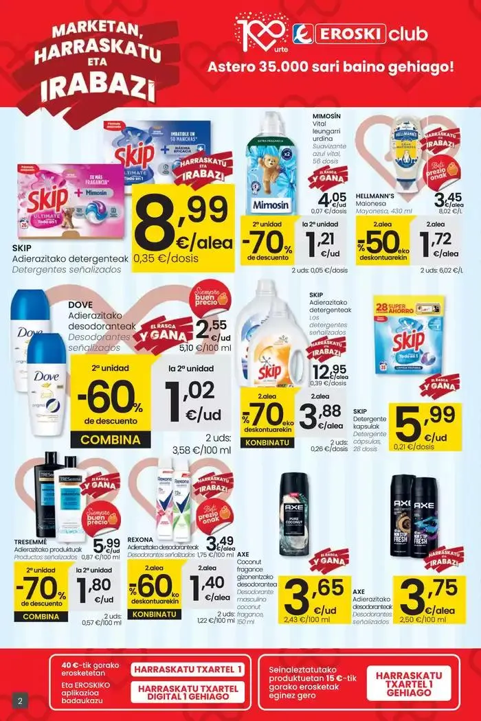 Catálogo de 2000 produktu baino gehiago, BETI PREZIO ONEAN SUPERMERKATUAK EROSKI 31 de octubre al 12 de noviembre 2024 - Página 2