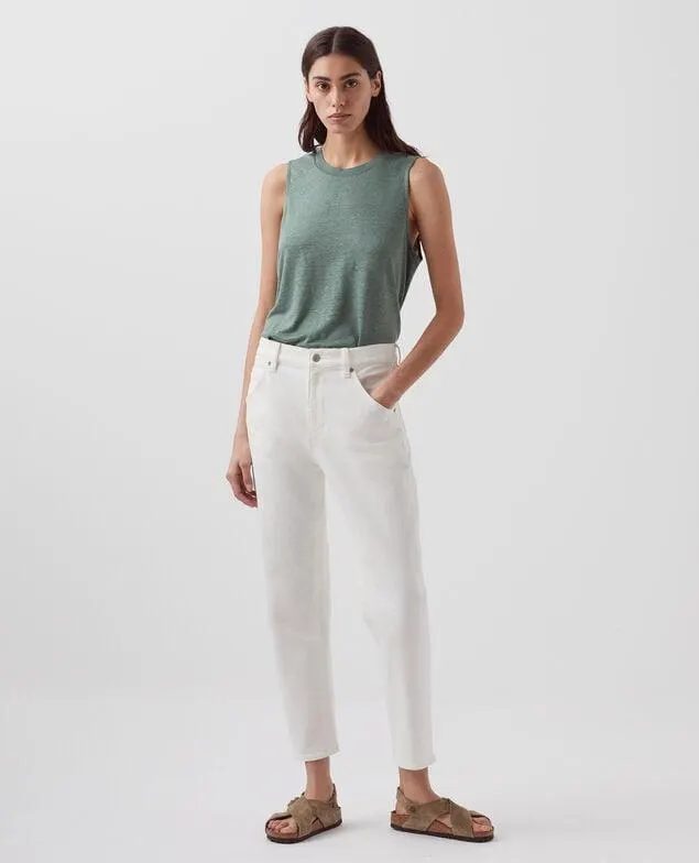 MARCELLE - Camiseta de lino sin mangas darkforest