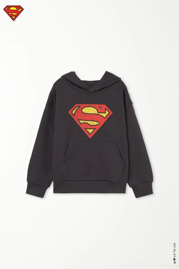 Sudadera de Manga Larga con Capucha y Estampado de Superman para Niño