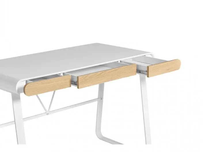 Escritorio Blanco y Roble 110 cm con 3 cajones