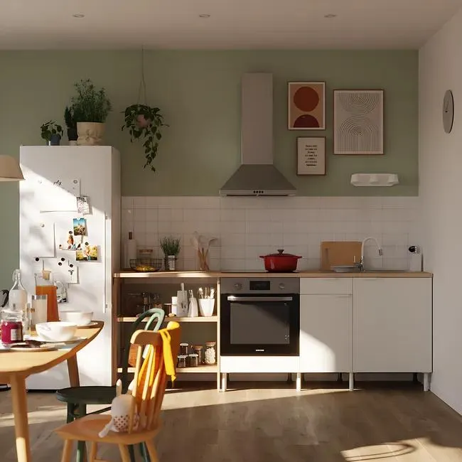 Cocina en kit Eleki blanca 3 módulos 3 bajos + isla L.240 x H.87 x P.58 cm