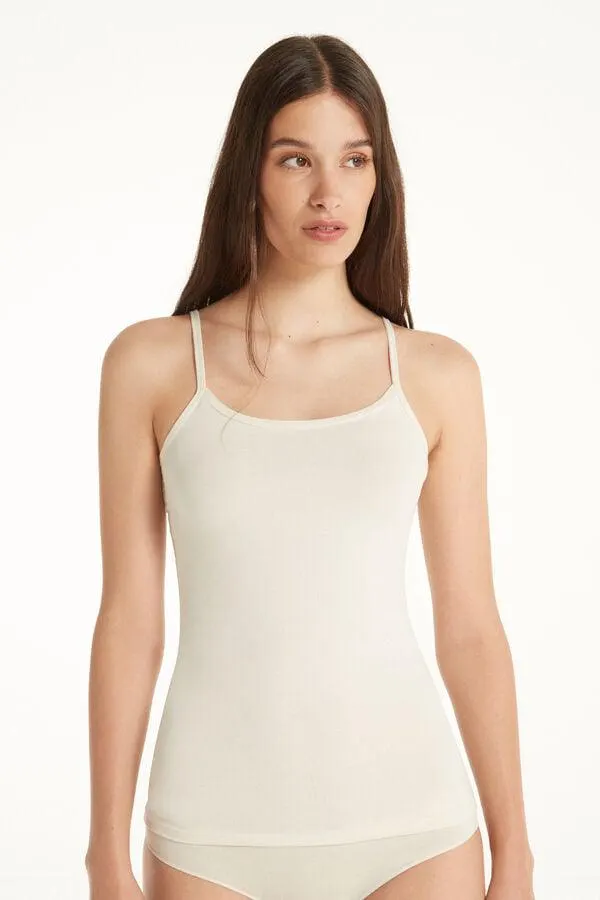 Camiseta de Tirantes Escote Redondo de Algodón Elastizado