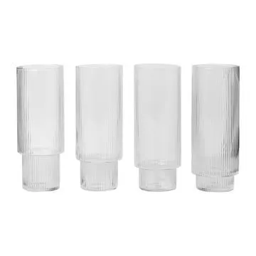 4 Vasos altos Ripple transparente