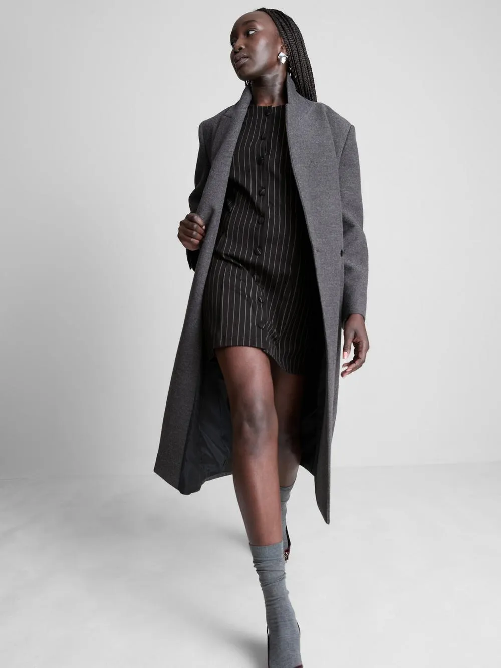 Vestido corto rectangular a rayas