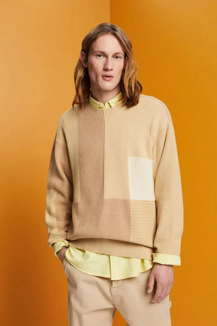 Jersey de cuello redondo y bloques de color
