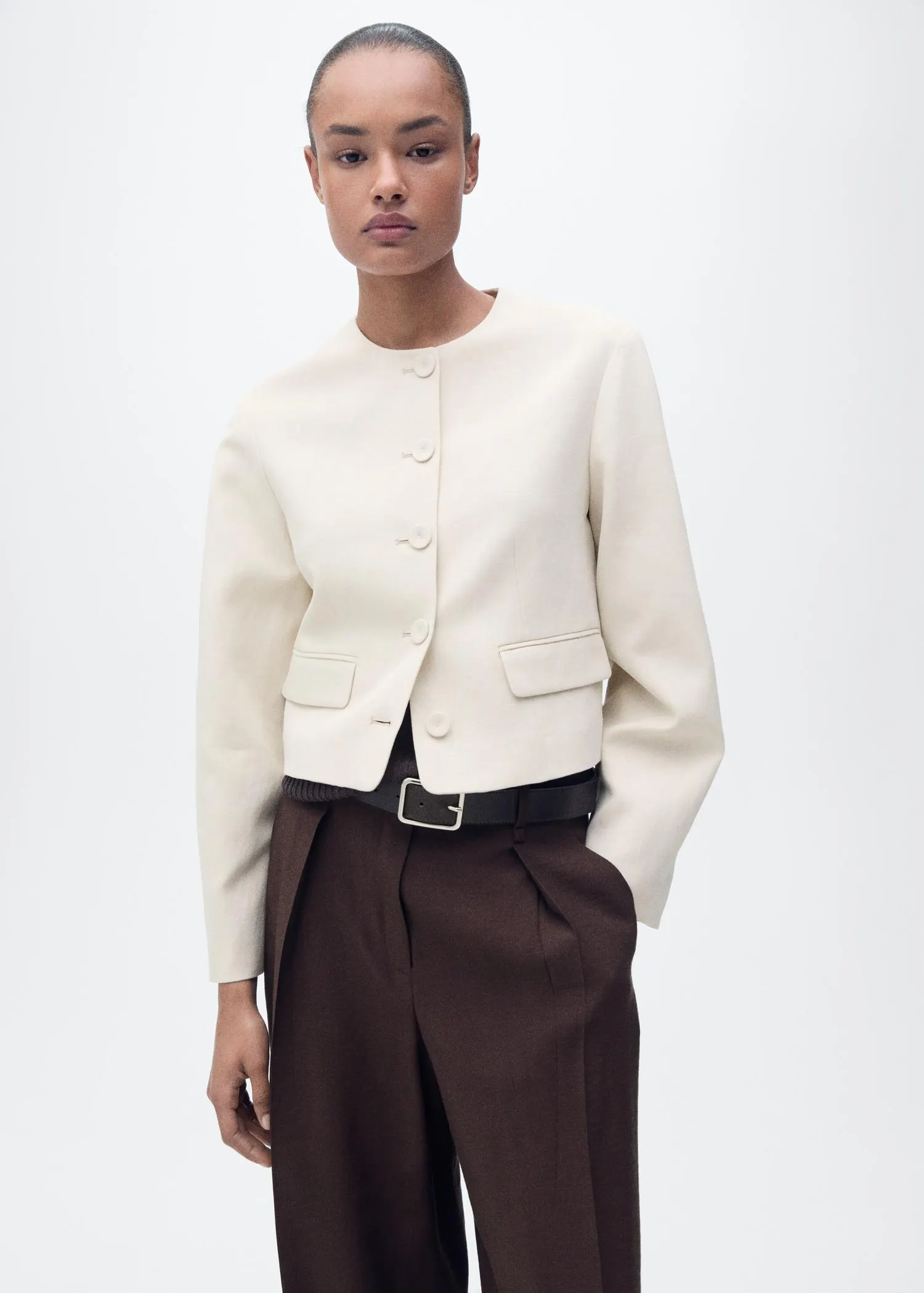 Chaqueta mezcla lino botones