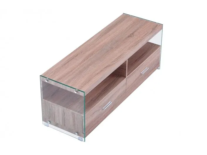 Mesa Tv cristal color roble