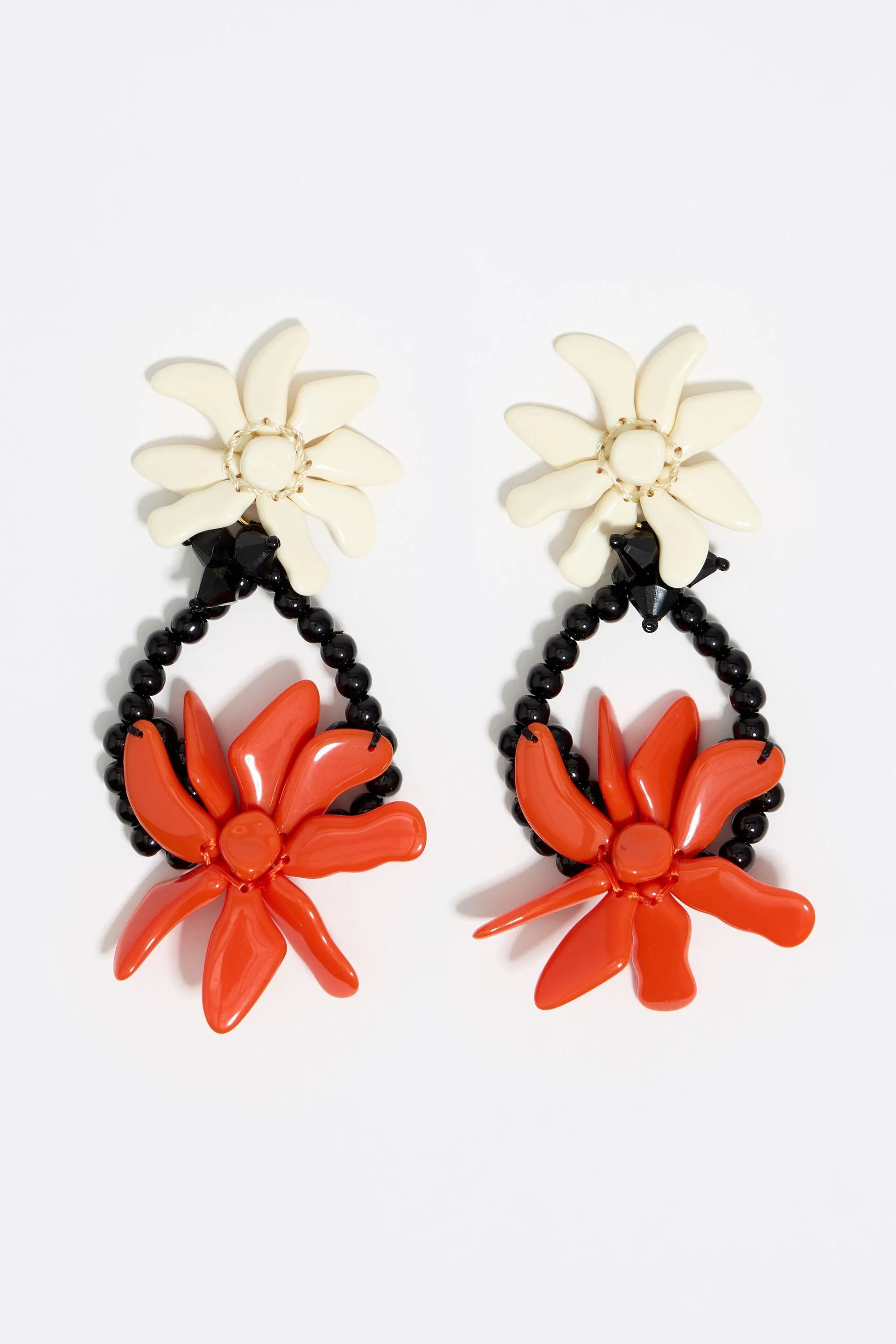 Pendientes flores marfil y coral