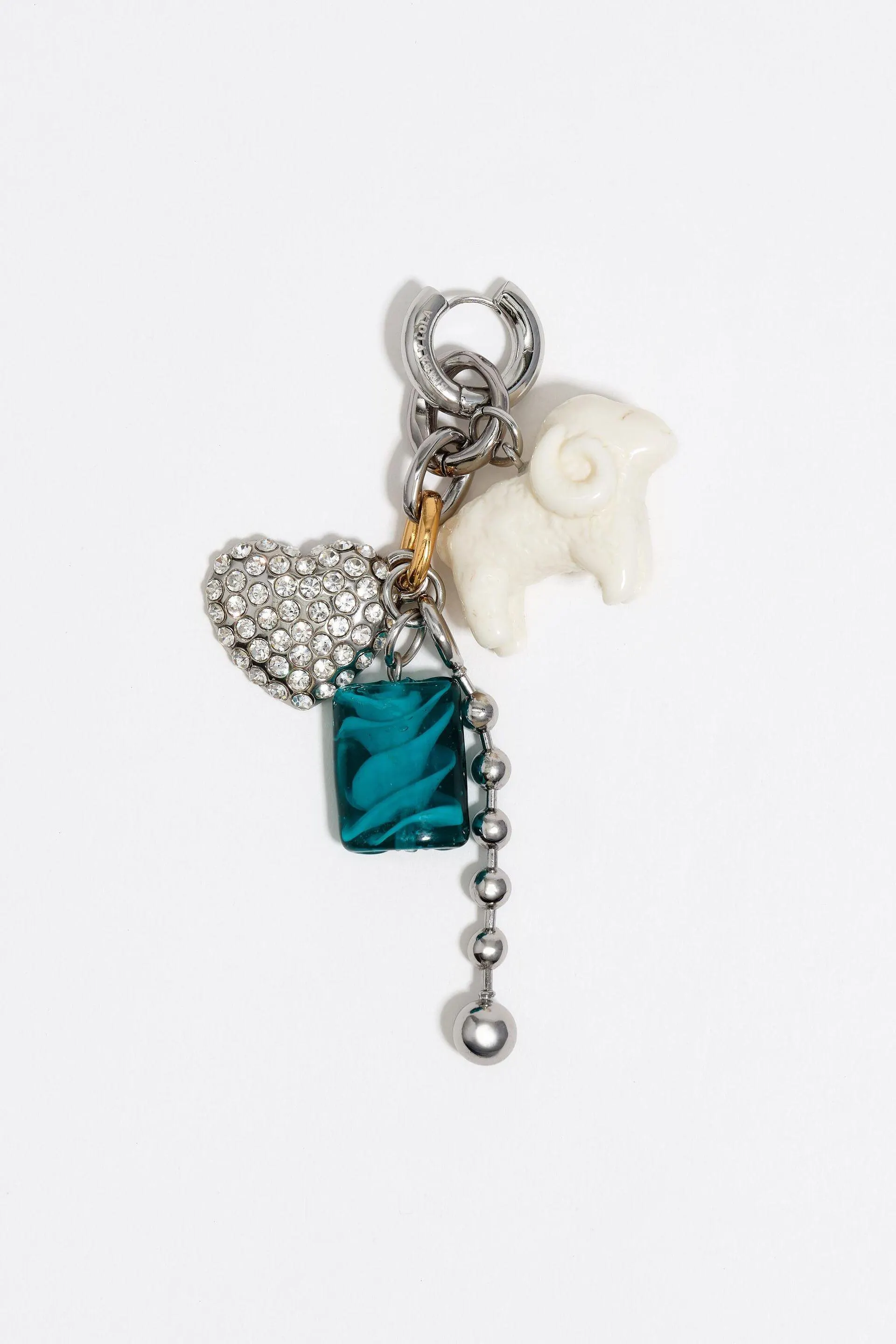 Pendiente aro multicharms plateado