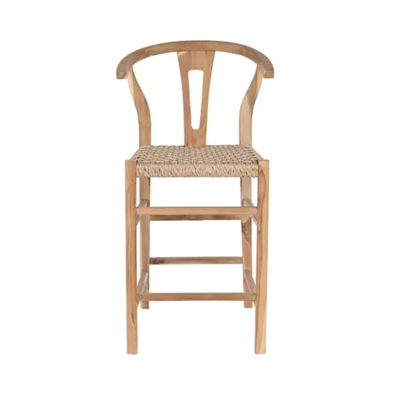 High teak stool, wishbone