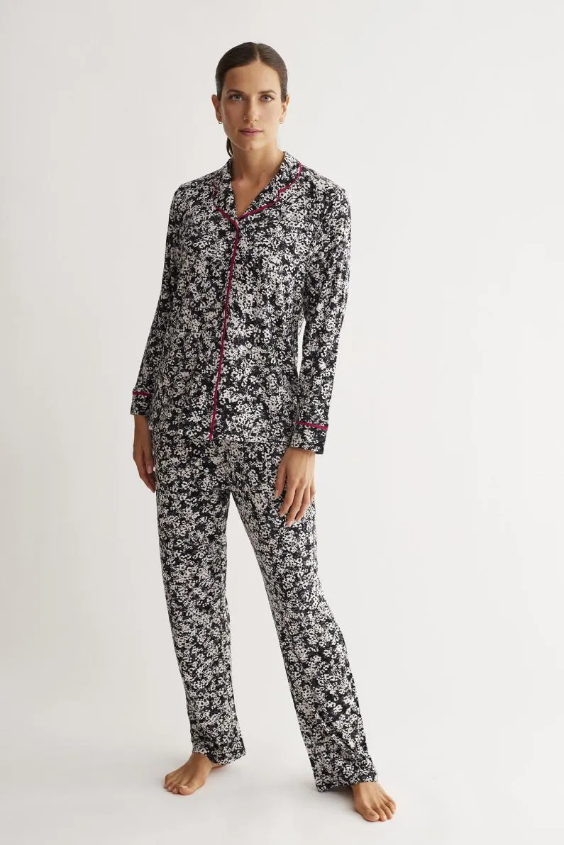 PIJAMA PANTALÓN LARGO CON CAMISETA ABIERTA MANGA LARGA MODAL