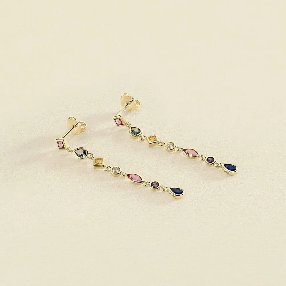 Pendientes largos CASCADA - Multicolor / Oro