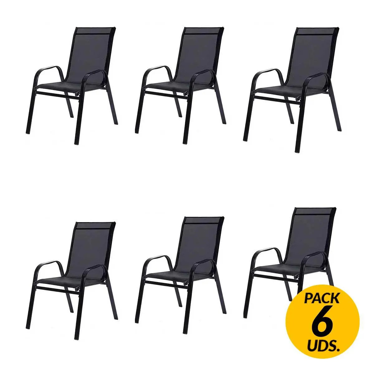 Pack de 6 sillas de exterior metal negro