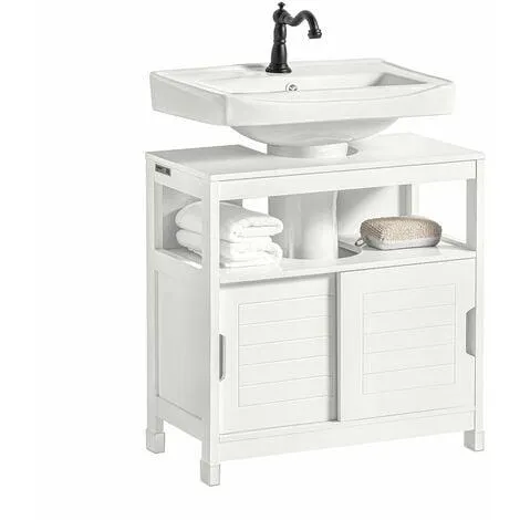 Mueble para Debajo del Lavabo Armario de Baño de Suelo 1 Estante y 2 Puertas Correderas 60 x 30 x 61 cm FRG128-II-W SoBuy ES