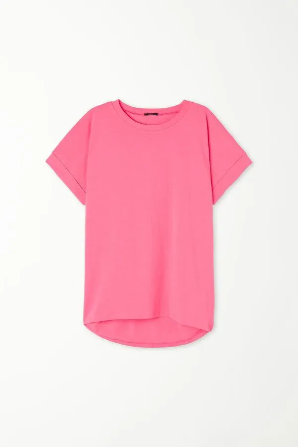 Camiseta de Algodón con Vuelta Kimono