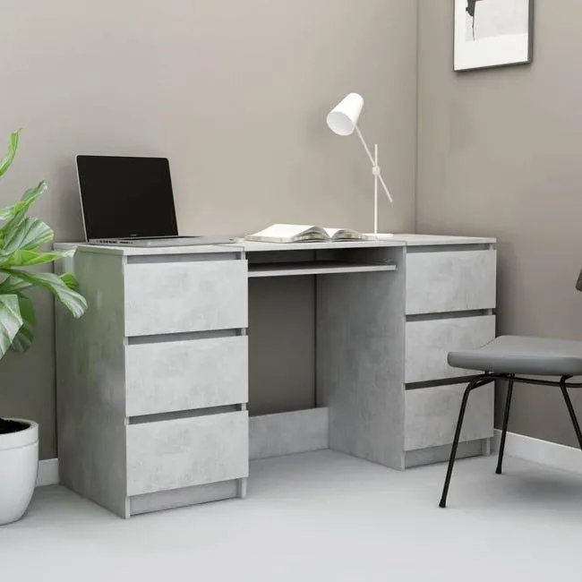Escritorio de madera contrachapada gris 140x50x77 cm