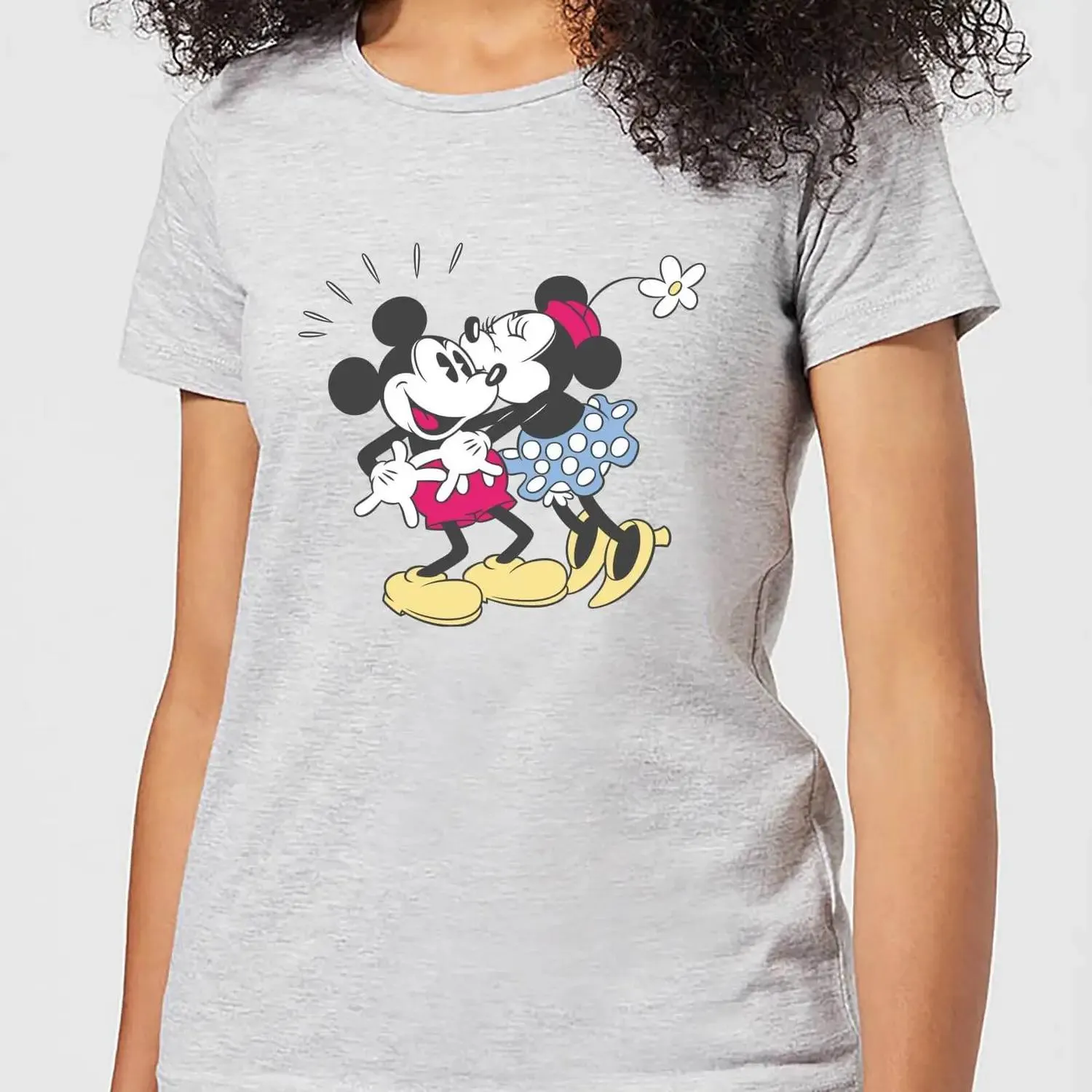 Camiseta Disney Mickey Mouse Beso Mickey y Minnie - Mujer - Gris
