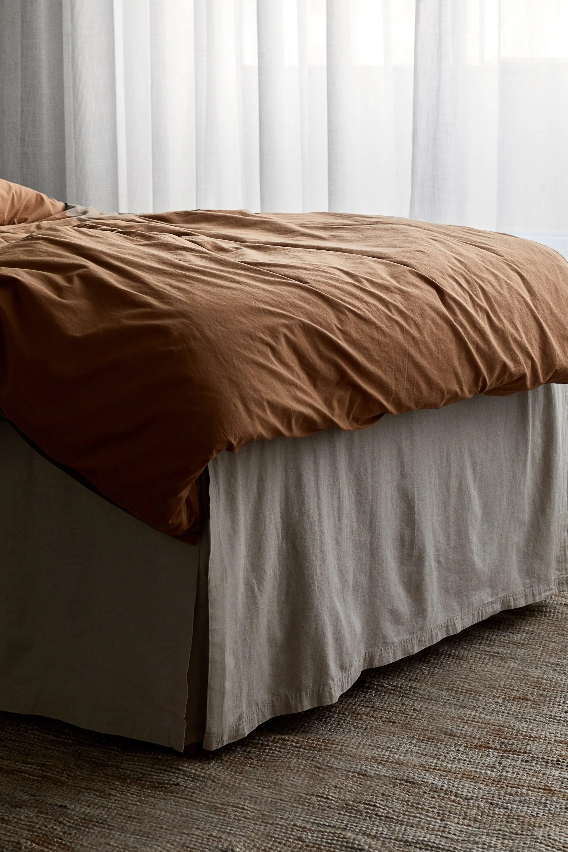 Cubrecanapé en mezcla de lino para cama individual