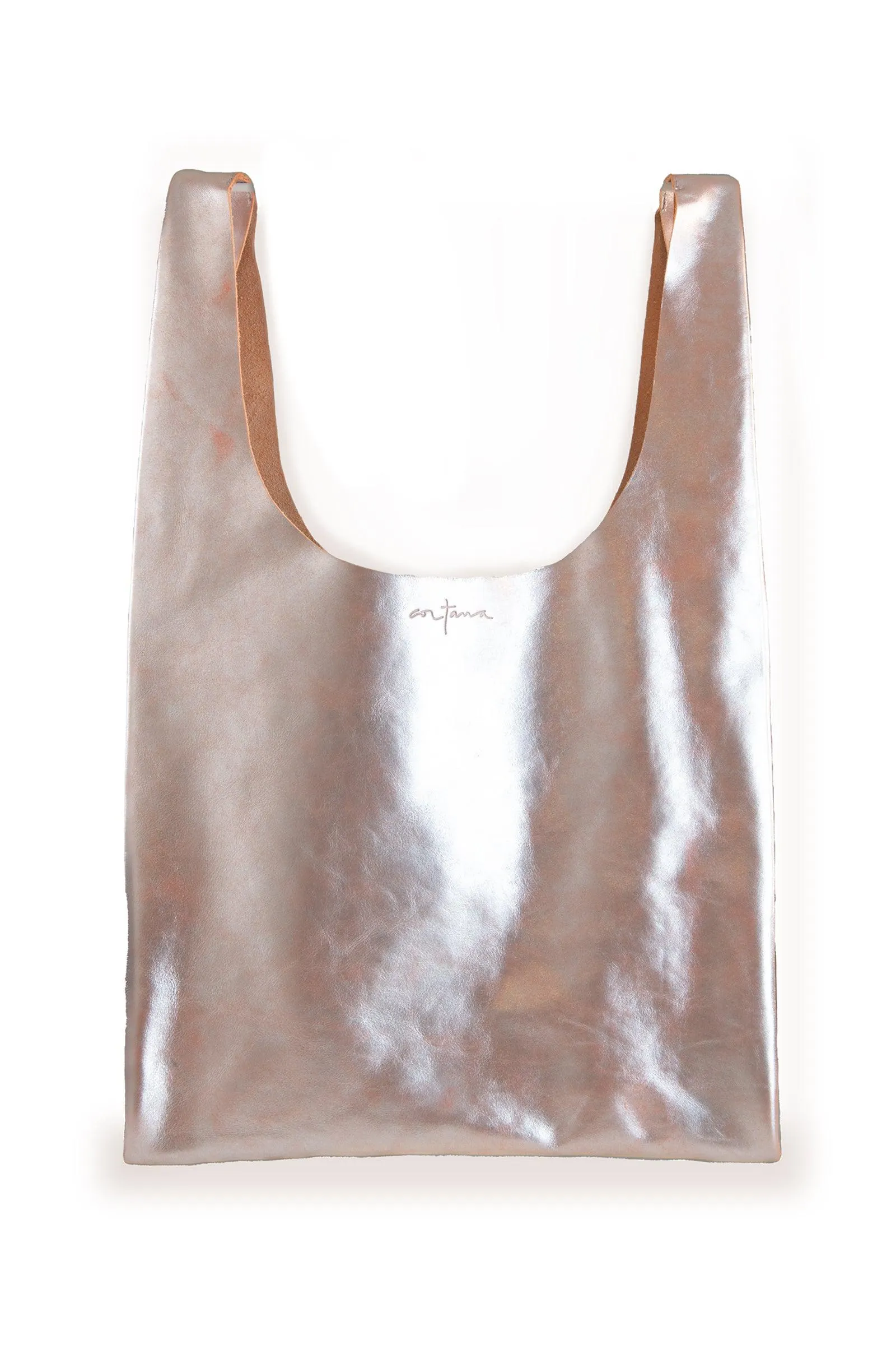 U, bolso pequeño en cuero plata