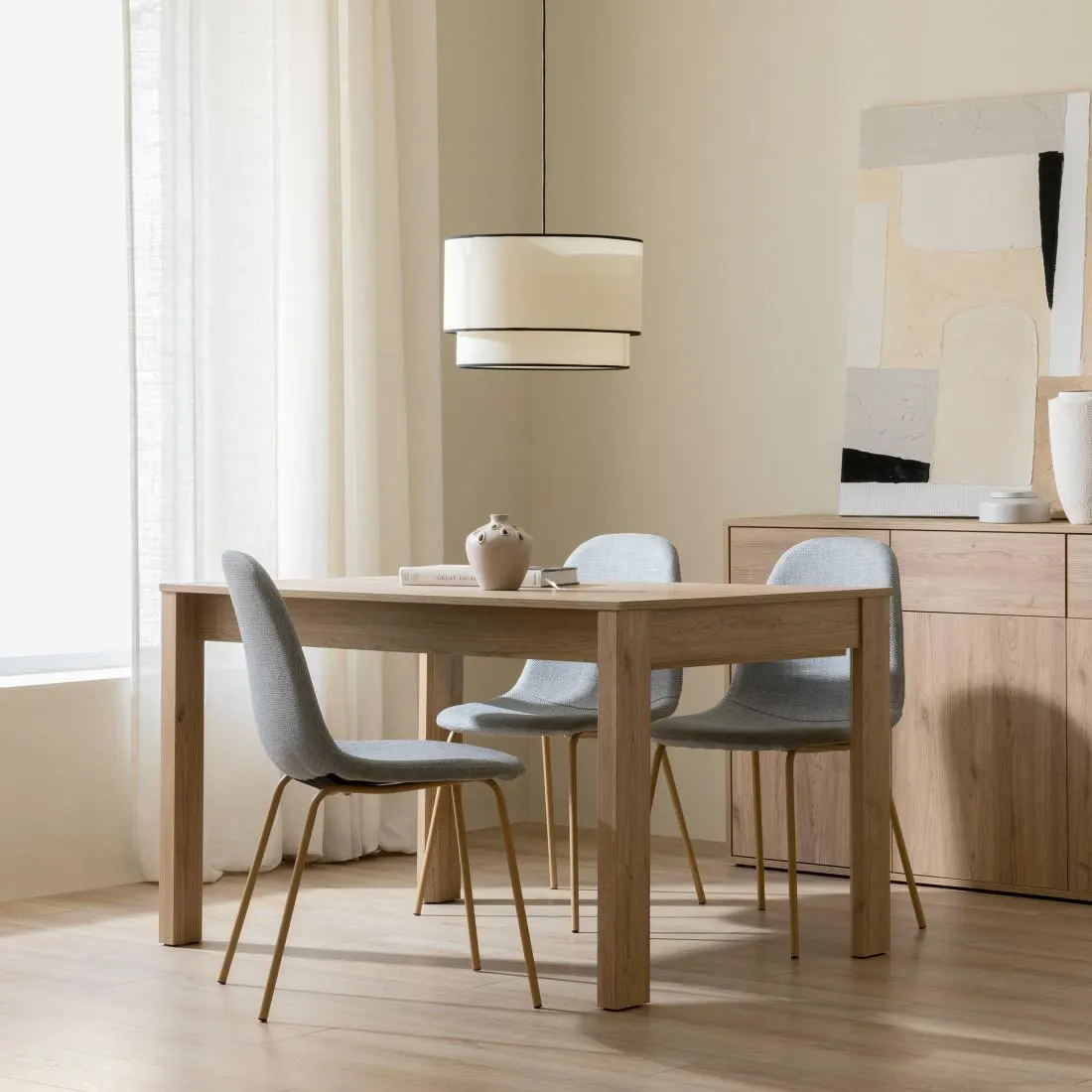 Mesa de comedor extensible rectangular natural 120