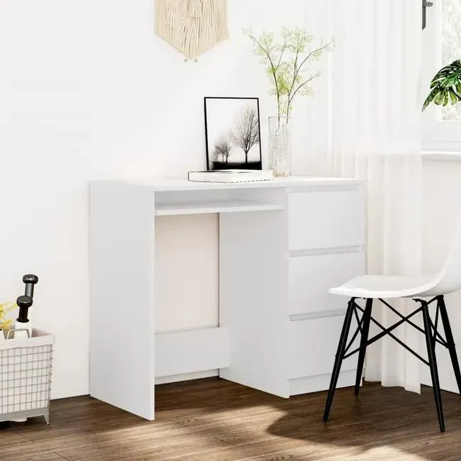 Mesa de Escritorio | | Escritorio de despacho | Escritorio de madera contrachapada blanco 90x45x76 cm CFW153155