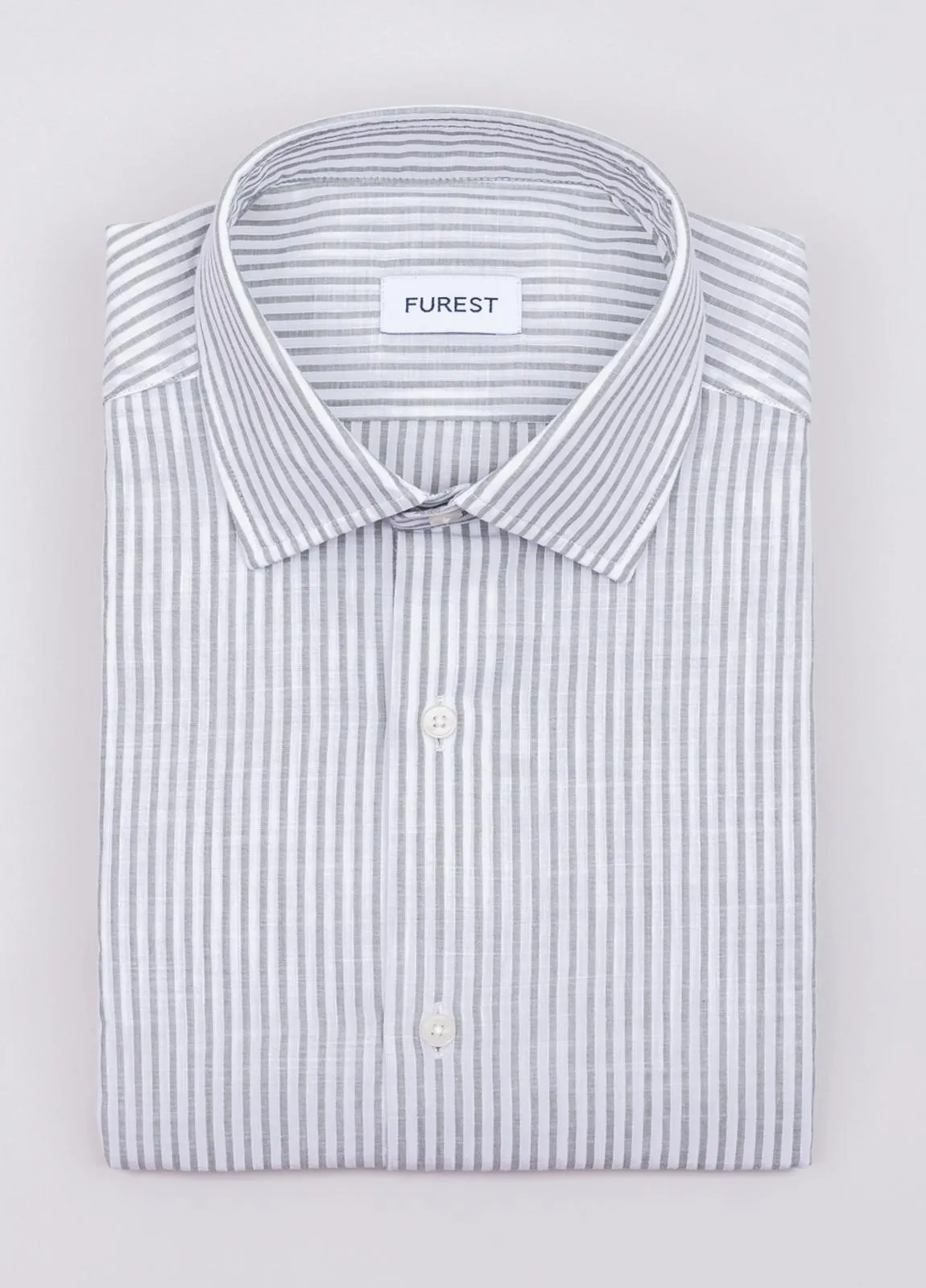 Camisa sport FUREST COLECCIÓN algodón y lino rayas color verde