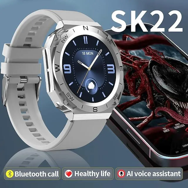 Reloj inteligente sk22 para hombre, con bluetooth, llamada, pantalla completa, deportivo, ip68, resistente al agua, monitor de salud ecg, reloj inteligente para ios y android