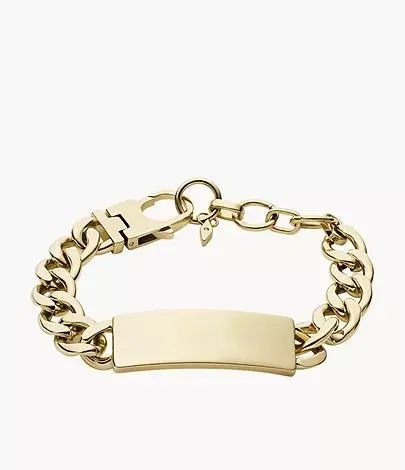 Pulsera con identificación Drew de acero inoxidable en tono dorado