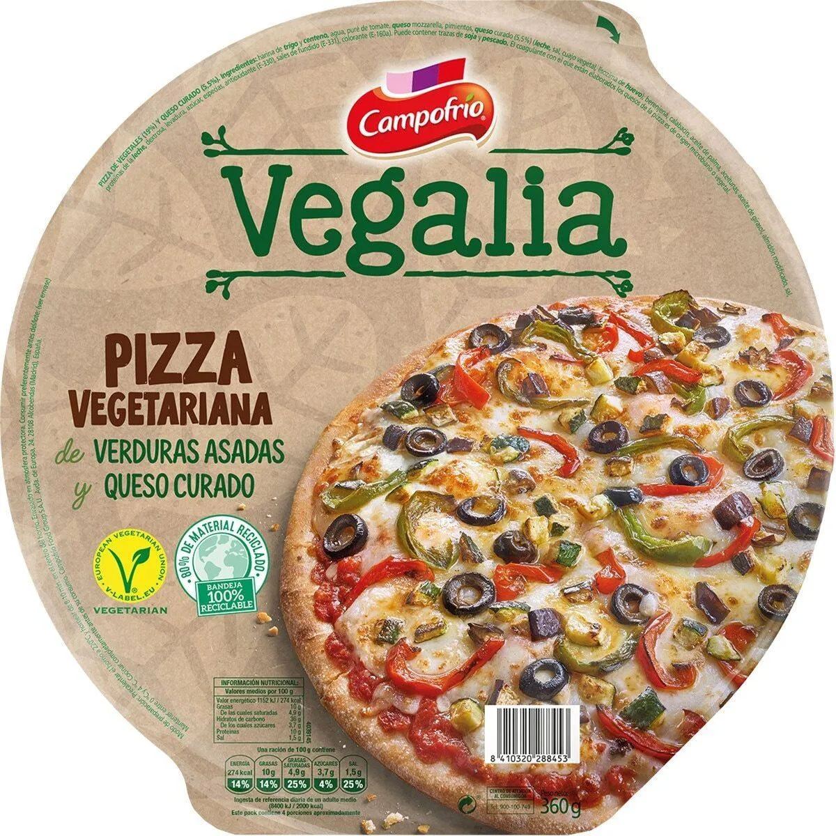 VEGALIA PIZZA VERDURAS ASADAS 360G