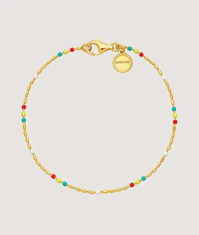 Pulsera de plata 925 bañada en oro amarillo de 18K con esmalte multicolor